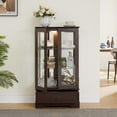 thumbnail image 2 of Glass Cabinet Lighted Glass Cabinet Curio Display Cabinet with Adjustable Glass Shelves 2 Doors and 1 drawer Cabinet Bulb Included, 2 of 14