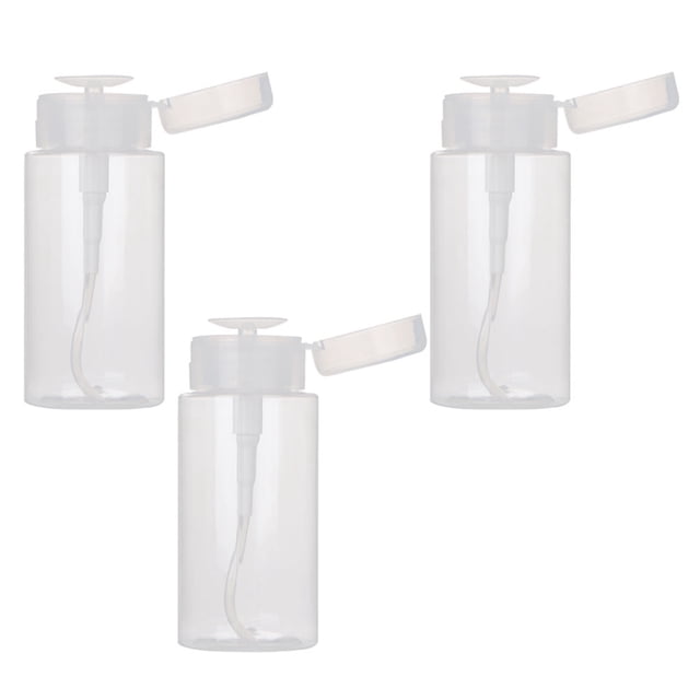 WEUVEB 3Pcs Plastic Pump Bottle for Makeup Remover Portable Travel Bottles with Transparent Design