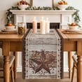 thumbnail image 2 of Table Runner - 72 Inch Long, Texas Star Vintage Kitchen Dining Table Runner Dresser Scarves, Brown Retro Art Red Berry Wooden Farmhouse Decor for Coffee Tables Wedding Party Banquet, 2 of 8