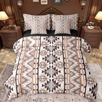 Manfei Hippie Bohemian Triangle Bedding Comforter Set 7pcs, Rustic Mandala Aztec Queen Bedding Sets, Old Fashion Style Reversible Queen Sheet Sets, Luxury Bedroom Decor