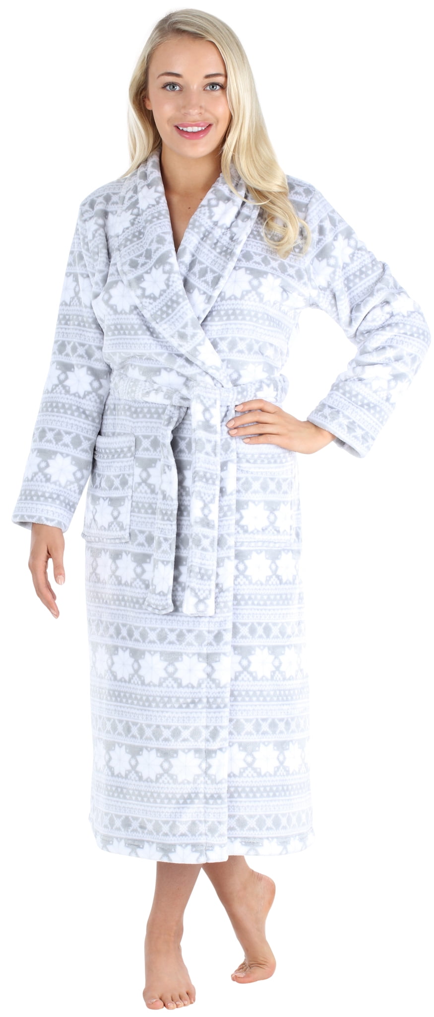 PajamaMania Mens Plush Long Sleeve Fleece Long Bathrobe 