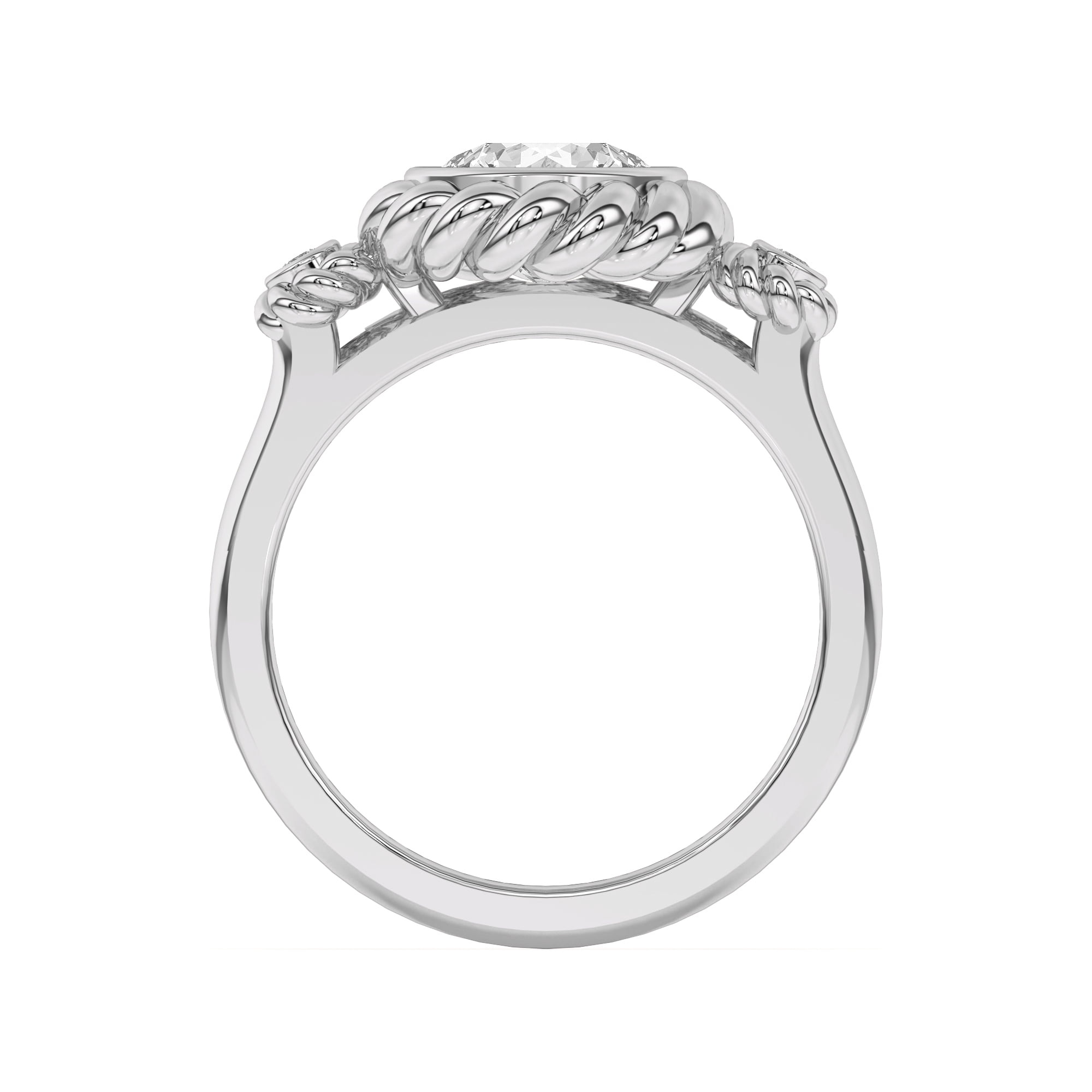 Veda Jewel Round Cut Simulated Rope Halo Engagement Rings - 1.76 Ct Solitaire Simulated Rings - 14K White Gold Plated Wedding Promise Rings for Her - Designer Jewelry for Women’s Engagement