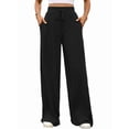 thumbnail image 2 of Pantalones de Pijama Holgados de Punto Suave con Bolsillos y Pernera Acanalada para Mujer con Cordón Ajustable. Negro XL, 2 of 9
