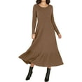 thumbnail image 6 of qolati Womens Sweater Dress Fall Long Sleeve Crewneck A Line Fit and Flare Ribbed Knit Long Dresses Elegant Ruffle Tiered Flowy Trendy Dresses Khaki S, 6 of 9
