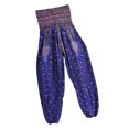 thumbnail image 1 of VONKY Pantalon Harem en Polyester Taille Smockée Coloré Été Mode Décontractée Femme violet Bleuté, 1 of 6