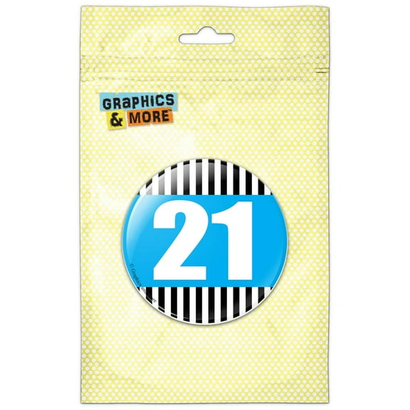 Birthday Stripes Blue 21 Pinback Button Pin Badge
