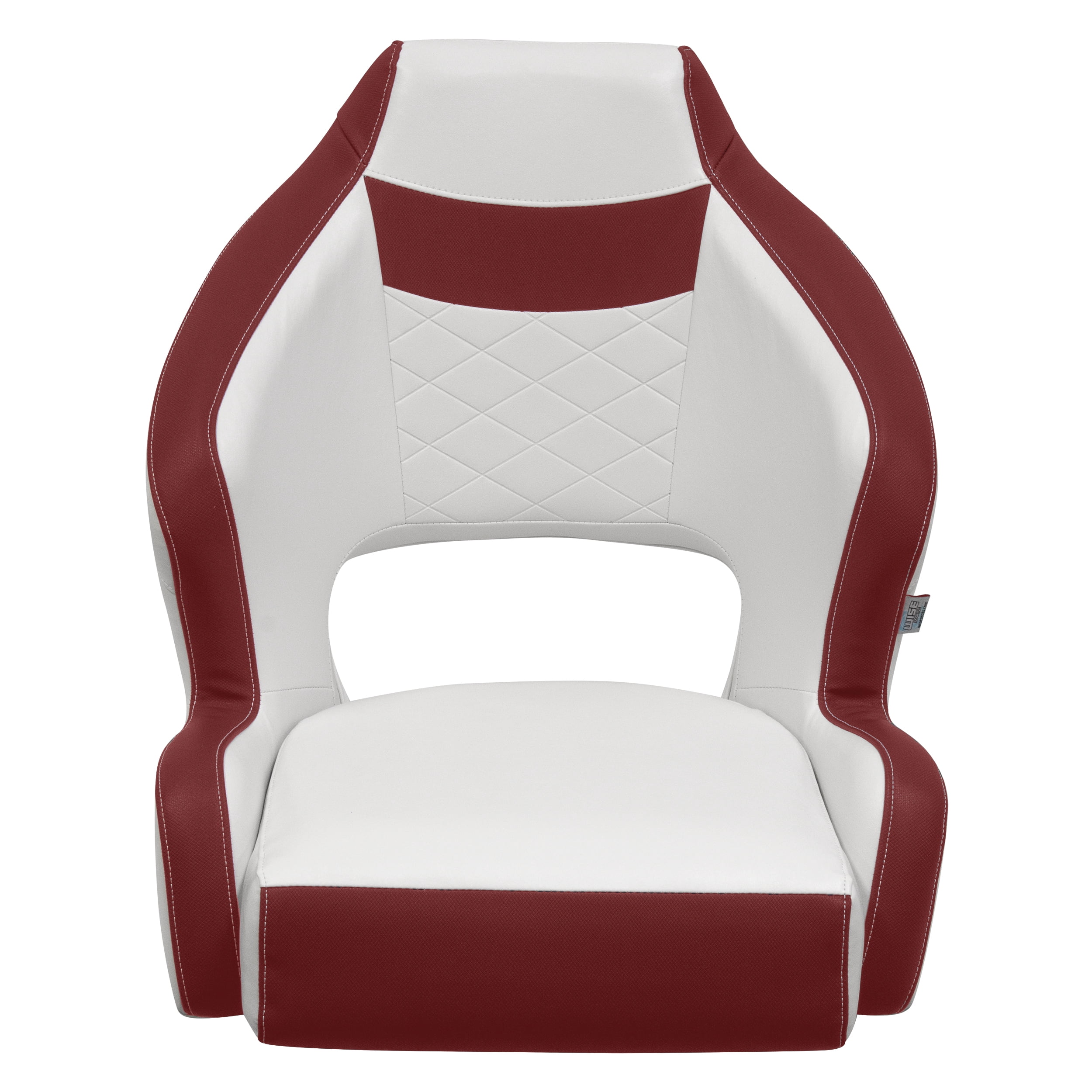 Wise DLX3338-1906 DLX Series Pontoon Bucket Seat with Flip Up Bolster - White / Crimson Red