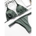 thumbnail image 2 of Conjunto sexy de 2 piezas de brasier de bikini triangular fruncido con tanga para mujer Verde militar M Verde militar M Xishao ropa, 2 of 2