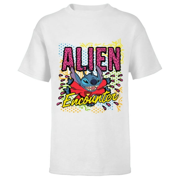 Disney Stitch Alien Encounter - Short Sleeve T-Shirt for Kids - Customized-White