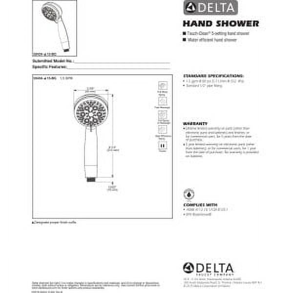 Delta Universal Showering Multi Function Hand Shower, Available in Various Colors