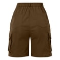 thumbnail image 5 of Women's Shorts Shorts For Women Cargo Shorts Knee Length 6 Pockets Elastic Waist Long Shorts For Summer Casual,Brown Women's Shorts L, 5 of 5