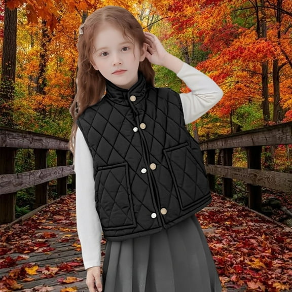 Girls Puffy Vest Lightweight Sleeveless Outerwear Jackets & Vests Kids Kids Winter Clothes Girls Clothes Size 5-6Years