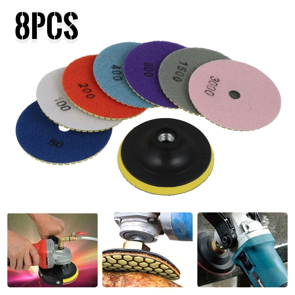 Wet Diamond Polishing Pad 4 Inch Grinding Disc for Marble Concrete 8mm Thickness 