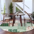 thumbnail image 3 of Round Area Rug 8 Ft, Boho Spring Floral Washable Non-Slip Circle Carpet for Living Room/Bedroom, Retro Flowers Plants Patchwork Grid Green Collection Low-Profile Large Area Rugs for Indoor, 3 of 8