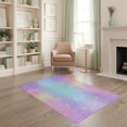 thumbnail image 2 of ODIKA 4'x6' Washable Area Rug Checkered Purple Unicorn Sparkle Gaze Motif Playroom Fuzzy for Dorm Room, Small Living Stain Resistant Low Profile, Easy Care, 2 of 7