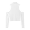 thumbnail image 4 of UoCefik Mens Cold Shoulder T-shirts Mock Neck Knit Tee Tops Sports Fitness Fashion Streetwear Slim Fit Tops White XL, 4 of 4