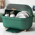 thumbnail image 2 of Yazoeia Dish Drying Rack, Multifunctional Space Saving Dish Drying Box Drying Rack Dish Bowl Drying Box Dish Rack with Cover Dish Drying Rack with Cover with Lid Cover for Kitchen (Green, 2 of 9