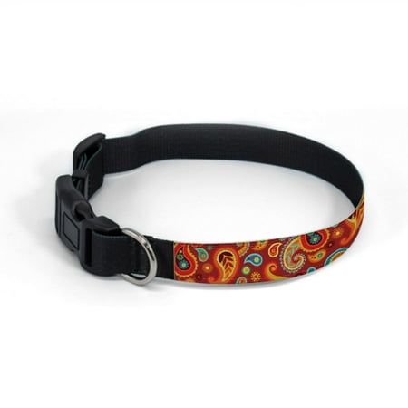 

WIRESTER Reflective Adjustable Dog Collar for Large Dogs with Buckle Red Buta Florals