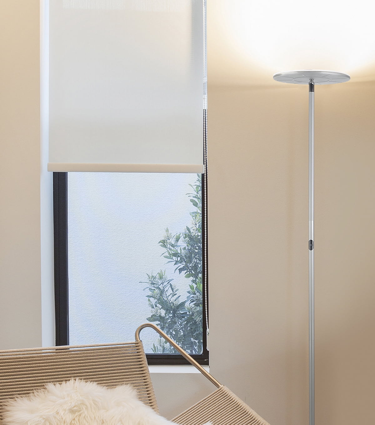 Brightech Sky 63 in. Platinum Silver Torchiere LED Floor Lamp