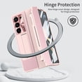 thumbnail image 6 of SaniMore for Samsung Galaxy Z Fold 6 Folding Magnetic Hinge Protection Case with Tempered Glass Film, PU Leather Cover with Wireless Charging & Kickstand Full Body Protective Shell, Pink, 6 of 8