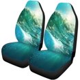thumbnail image 2 of ABPHQTO Juego de 2 fundas para asientos de coche, color azul rugoso, ola oceánica que se rompe al atardecer, Protector universal para asientos delanteros de coche, 2 of 4