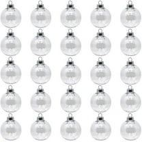 Creative Hobbies® - Bulk Value Pack of 25 pcs - 67mm (2-5/8 Inch) Round Clear Plastic Ball Ornaments - Great for Crafting DIY Christmas Ornaments