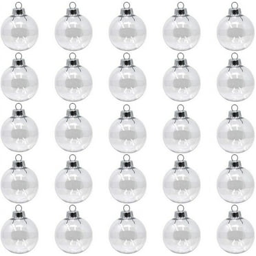 Creative Hobbies® - Bulk Value Pack of 25 pcs - 67mm (2-5/8 Inch) Round Clear Plastic Ball Ornaments - Great for Crafting DIY Christmas Ornaments