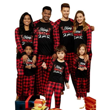 

FSDJHSDH Merry Christmas Pajamas Set for Parent-Child Long Sleeve Nightwear Sleepsuit Loungewear