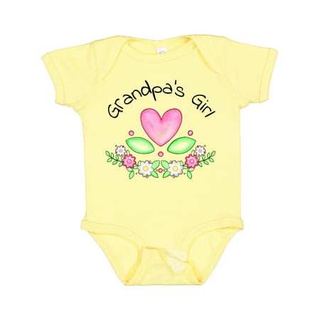 

Inktastic Grandpa s Girl- Heart Flowers Girls Baby Bodysuit