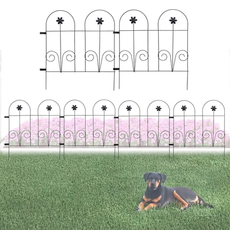 Glamos Wire Folding Round Top Clip Fence, 29" Metal Flower Border Panels, Rust-Resistant Decorative Garden Fence, 2 Pack (16 ft Total)