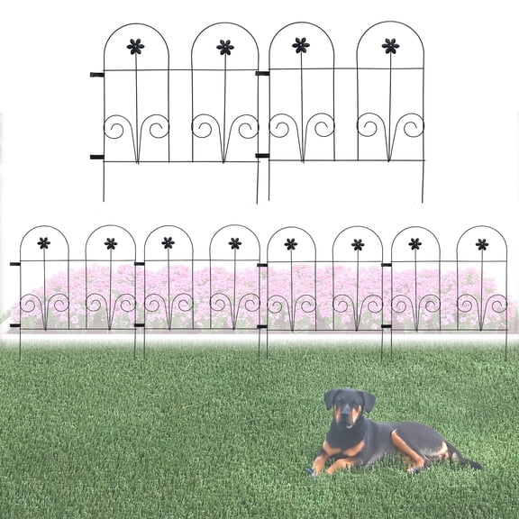 Glamos Wire Folding Round Top Clip Fence, 29" Metal Flower Border Panels, Rust-Resistant Decorative Garden Fence, 2 Pack (16 ft Total)