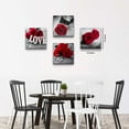 thumbnail image 6 of Red Wall Decor Couple Bedroom Canvas Wall Art Flower Rose Prints Picture for Living Room Bathroom Home Decoration 12x12/4Pcs Floral Poster Painting Accessories Modern Artwork, 6 of 6