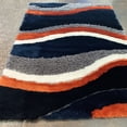 thumbnail image 4 of Orange Rust Navy Plush Fluffy Soft Multi Textural Shag Area Rug/ Carpet by Makymo, 4 of 5