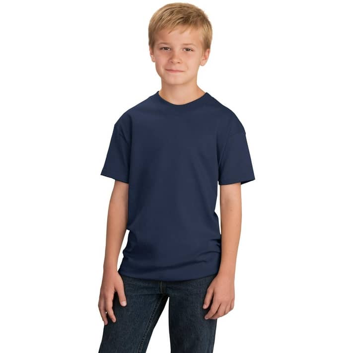 Port & Company Youth 5.4-oz Cotton T-Shirt. Navy. M. - Walmart.com