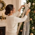 thumbnail image 6 of Extra Large Ivory Christmas Bow Decoration with Long Tulle Streamers for Window Display Party and Christmas Tree Holiday Decor 23.62 x 78.74 Inch, 6 of 7