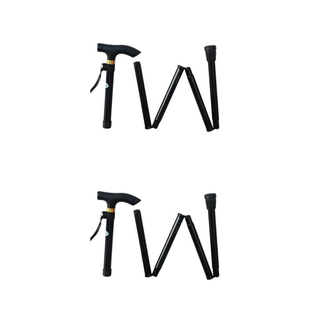 Muletas Trekking Soidarity Aleación de aluminio ajustable Bastones antideslizantes plegables Accesorios de senderismo 2Conjunto Negro