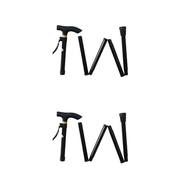 Guardurnaity Muletas Trekking Muletas plegables ajustables Bastones para caminar Accesorios de senderismo Stick Running Trail Canes Black Negro 2Conjunto