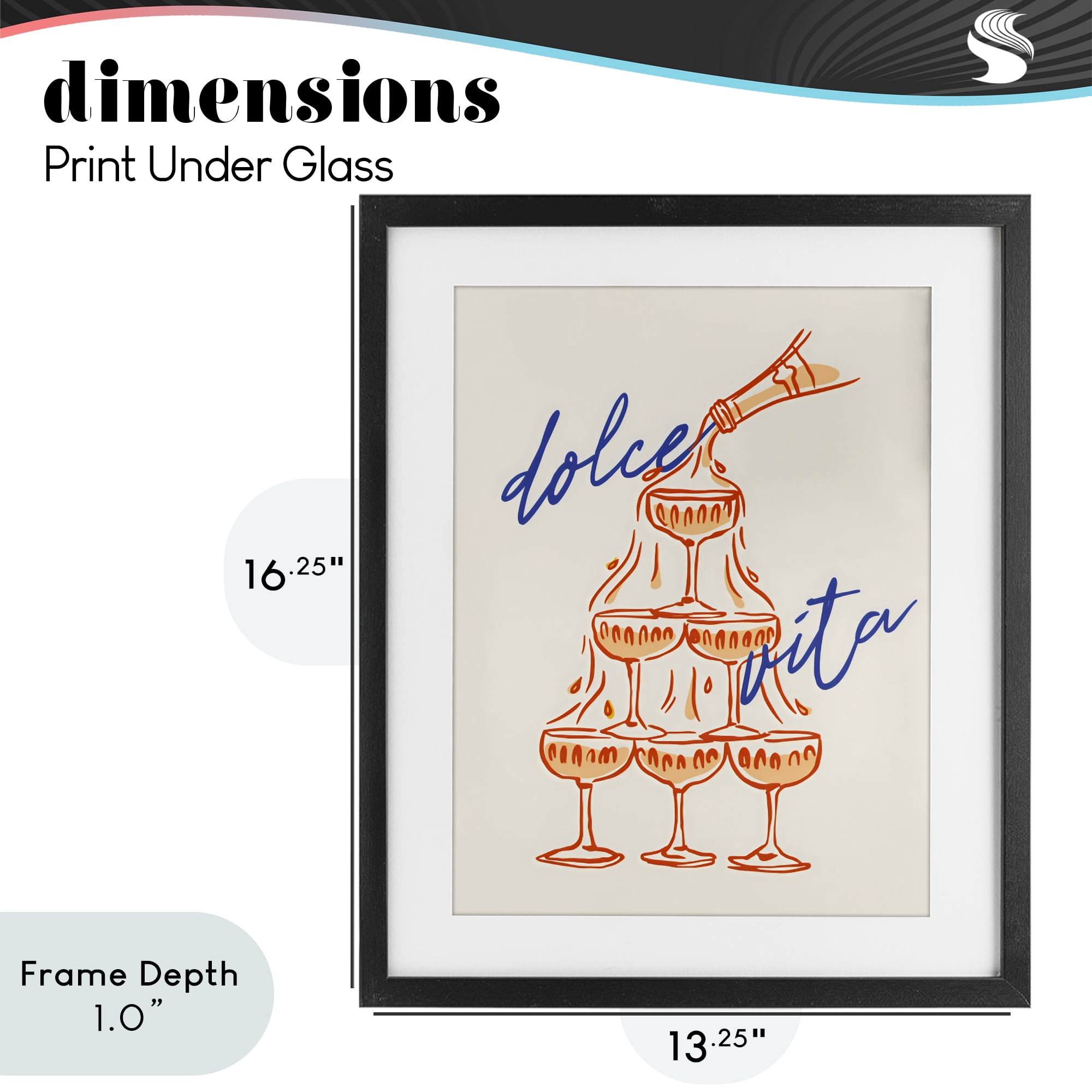 Stupell Industries Dolce Vita Champagne Tower Black Framed Print Under Glass, design by The Prints Vibe