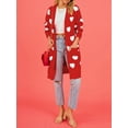 thumbnail image 6 of Musuos Women Open Front Duster Sweaters Heart Print Knitted Fall Cardigans with Pockets, 6 of 9