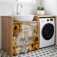 thumbnail image 3 of Sunflowers Cabinet Curtains for Kitchen 35"W x 35"L, Spring Daisy Floral Butterfly Dragonfly Wood Grain Laundry Sink Cabinets Magic Tape Short Curtain Privacy Panel for Bathroom Vanity Cabinets, 3 of 9