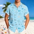 thumbnail image 1 of Ceisia Men's Hawaiian Marine Life Print Short Sleeve Shirt | Light Blue Casual Button Down Beach Top Gifts, 1 of 5