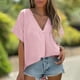 thumbnail image 5 of Top corto,Camiseta con sensor de luz para mujer, cuello redondo, manga corta, poliéster, corte holgado, color liso para uso diario, sopatenor, 5 of 9