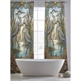 thumbnail image 5 of Vintage Cranes Sheer Curtains 96 Inch Length 2 Panels for Living Room, Country Retro Chic Glass Flower Textured Voile Kitchen Curtain Set, Luxury Privacy Drapes Window Treatment for Bedroom, 5 of 7