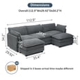 thumbnail image 5 of Betisef Modular Sectional Sofa W/ Deep Seat,Freely Combined Comfy Corduroy Couch,Arm chair W/ Pillows for Living Room,Apartment,Studio,U-Shaped 3-seat Oversized Sofa W/ Double Movable Ottomans Gray, 5 of 7