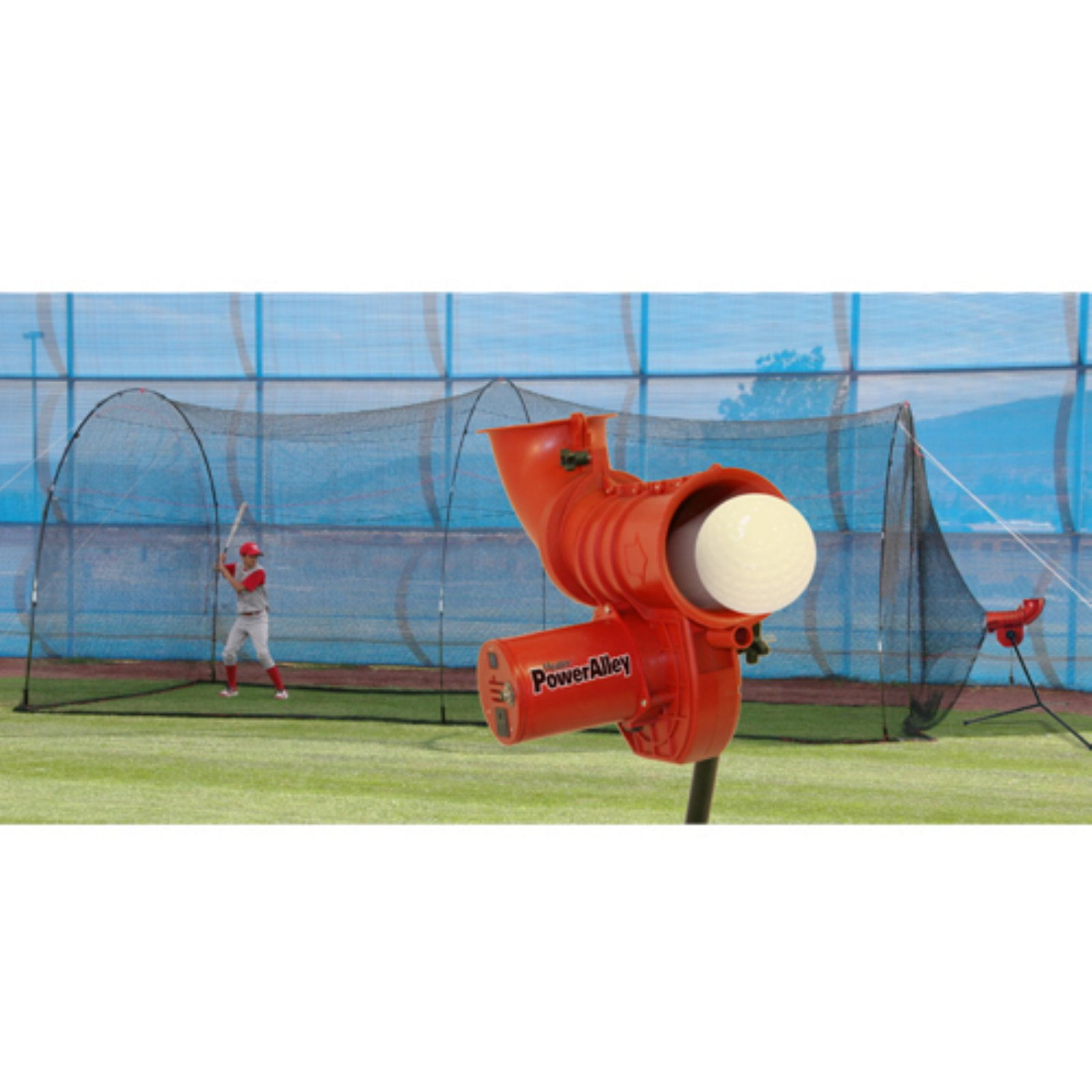 pitching machine and net