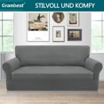 thumbnail image 2 of Funda de sofá elástica de 3 plazas de licra supersuave para perros, funda de sofá para mascotas, protector de muebles con parte inferior elástica (3 plazas, gris claro) esquí esquí Gafas de esquí, 2 of 5