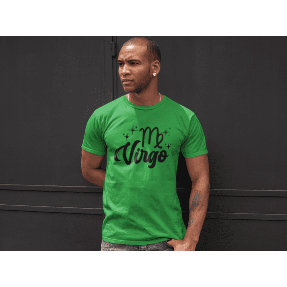 Respect My Tshirt - Virgo Zodiac Sign Graphic T-Shirt, Astrology Symbol Design, Crew Neck, Green, Large