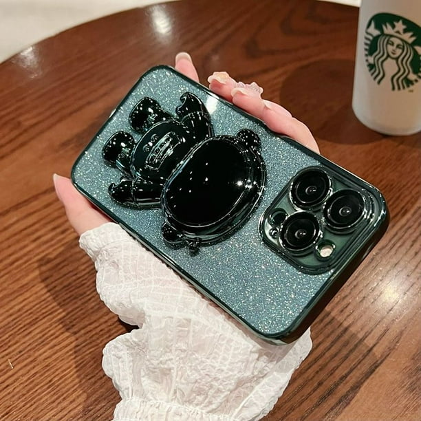 Funda con soporte plegable de astronauta brillante para iPhone 13, 12, 11 Pro, Xs Max, 12, 13, Mini, 14 Pro, Max, 6, 7, 8 Plus, XR, X, 6D Fivean unisex