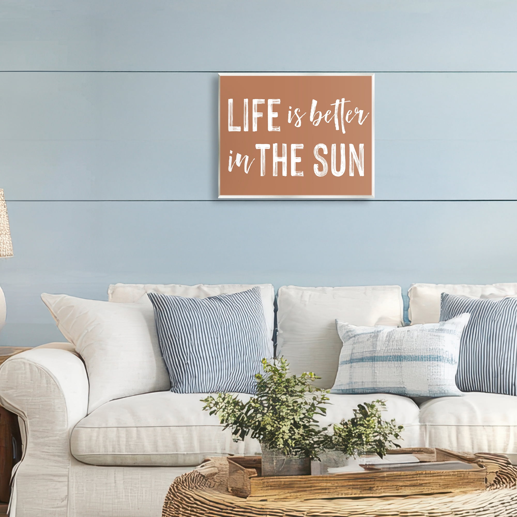 Life Better In Sun Brown Wall Plaque Art, design by Lettered and Lined