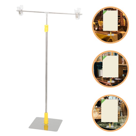 Raindrops Metal Banner Holder with Adjustable Height Stainless Steel T Shaped Banner Stand for Business Display